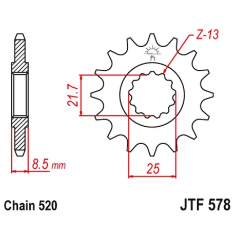 JT ZĘBATKA PRZEDNIA 585 14 KAWASAKI ZX-6R/RR '07-17, YAMAHA XTZ 750 '90-'98 (58514JT) (ŁAŃC. 520) (-2)