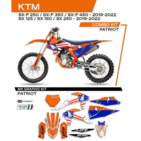 UFO KOMPLET NAKLEJEK (OKLEIN) KTM SX/SXF 125/150/250/350/450 '19-'22 PATRIOT KOLOR POMARAŃCZOWY - WYPRZEDAŻ