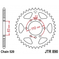 JT ZĘBATKA TYLNA 4675 42 KTM 200 DUKE/RC '15-18 (467542JTZBK) (ŁAŃC. 520) KOLOR CZARNY