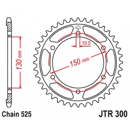 JT ZĘBATKA TYLNA 300 42 YAMAHA TDM 900 '02-'13 (30042JT) (ŁAŃC. 525) CZARNA