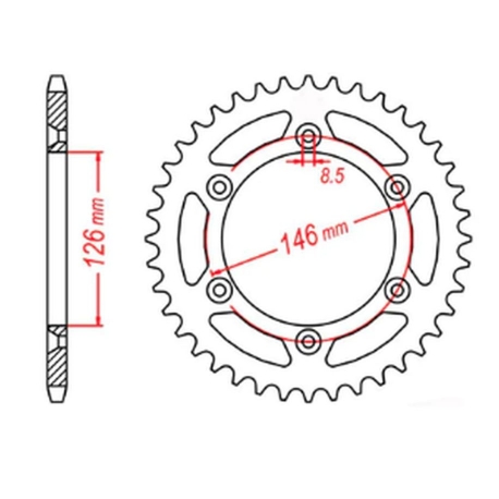 MTX PARTS ZĘBATKA TYLNA 808 44 SUZUKI RM/RMZ (JTR808.44) (ŁAŃC. 520)