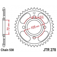 JT ZĘBATKA TYLNA 278 36 HONDA CB 250 '73-77',CJ 250 '76-79', CB 360/400 '75-79' (27836JT) (ŁAŃC.530)