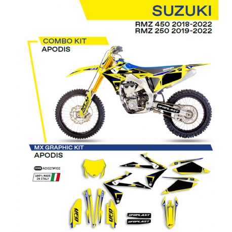 UFO KOMPLET NAKLEJEK (OKLEIN) SUZUKI RMZ 250 '19-'22 RMZ 450 '18-'22 APODIS KOLOR ŻÓŁTY - WYPRZEDAŻ