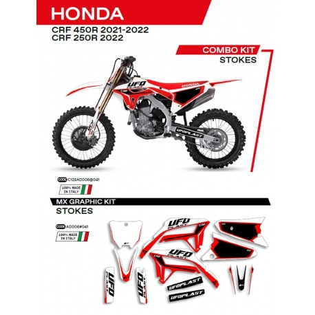 UFO KOMPLET NAKLEJEK (OKLEIN) HONDA CRF 250R '22 CRF 450R '21-'22 STOKES KOLOR BIAŁY - WYPRZEDAŻ