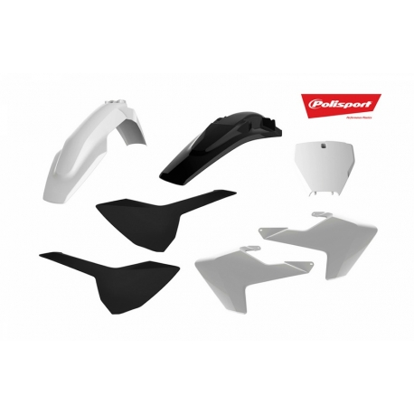 POLISPORT KOMPLET PLASTIKÓW HUSQVARNA TC/FC '16-'18 W ZESTAWIE TABLICA PRZEDNIA (8665800002) KOLOR CZARNO BIAŁY