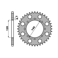 PBR ZĘBATKA TYLNA 491 43 C45 KAWASAKI KLR 650 A/B/C 87-11 (ŁAŃC. 520)