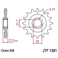 JT ZĘBATKA PRZEDNIA 2042 16 Z GUMĄ HONDA CB 500F/X '13-'15, CBR 500R '13-'15 (204216JTRB) (ŁAŃC. 520)