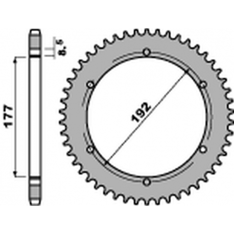 PBR ZĘBATKA TYLNA 223 51 C45 HUSQVARNA WR 250 '83-'84, WR/CR 250 '80, WR 350 '81-'88, WR/CR 400 '81-'89, CR 400/430 '81-'83 (JTR