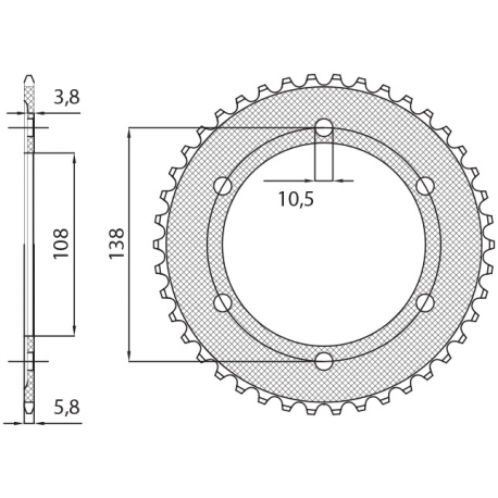 SUNSTAR ZĘBATKA TYLNA 4686 38 HONDA CBR 250R '11-'13, CBR 300R '14-'16 (JTR1220.38) (ŁAŃC. 520) (468638JT)