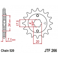 JT ZĘBATKA PRZEDNIA 266 14 HONDA CR 125 '79-'85 (26614JT) (ŁAŃC. 520)