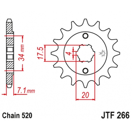 JT ZĘBATKA PRZEDNIA 266 14 HONDA CR 125 '79-'85 (26614JT) (ŁAŃC. 520)