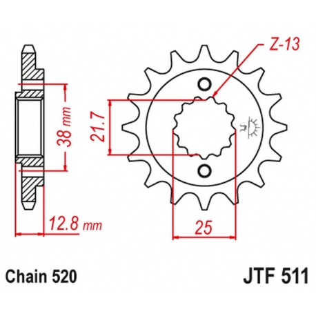 JT ZĘBATKA PRZEDNIA 511 16 KAWASAKI KLR 650 '90-'14 (51116JT) (ŁAŃC. 520)