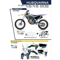 UFO KOMPLET PLASTIKÓW HUKIT622999W PLUS KOMPLET NAKLEJEK (OKLEIN) HUSQVARNA TC 125/250 '19-'22 FC 250/350/450 '19-'22 W ZESTAWI