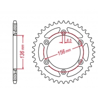 GROSSKOPF PROMOCJA ZĘBATKA TYLNA ALUMINIOWA KOLOR CZERWONY 702 48 HUSQVARNA CR/WR/TE/TC '90-'13, BETA 450/498/520 RR '05-'14, GA