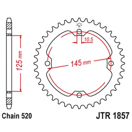 JT ZĘBATKA TYLNA 4588 45 YAMAHA YFZ 450R '09-19, YFM 250/350/450/700 RAPTOR (458845JT) (ŁAŃC. 520) - MOŻE ZASTĄPIĆ 85742JT