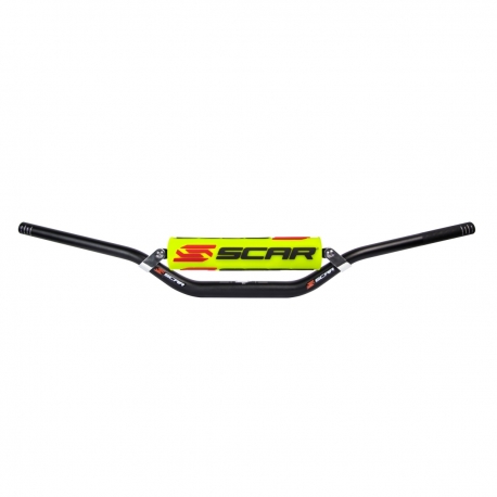 SCAR RACING KIEROWNICA Z POPRZECZKĄ 28,6MM MODEL MCGRATH/SHORT BEND KOLOR CZARNY GĄBKA ŻÓŁTY/BIAŁY