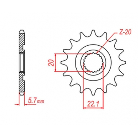 MTX PARTS ZĘBATKA PRZEDNIA 2103 13 YAMAHA YZF 250 '01-'17, WR 250F '01-'17 (JTF1590.13) (ŁAŃC. 520)