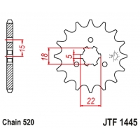 JT ZĘBATKA PRZEDNIA 423 14 KAWASAKI KX 125 '94-'07 (42314JT) (ŁAŃC. 520)