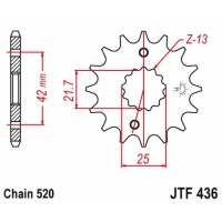 JT ZĘBATKA PRZEDNIA 438 15 SUZUKI GSX 400 F '81-'86, RG 250 GAMMA '83-'88 (43815JT) (ŁAŃC. 520) - MOŻE ZASTĄPIĆ JTF565.15 NA ZAM