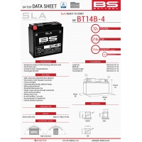 BS AKUMULATOR BT14B-4 (FA) (YT14B4) 12V 12AH 150X69X145 BEZOBSŁUGOWY - ZALANY (210A) (4)