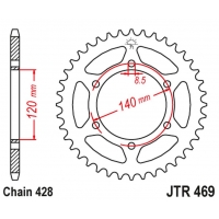 JT ZĘBATKA TYLNA 469 53 KAWASAKI KE 175 '79-83', KV 175 '81-89' (46953JT) (ŁAŃC.428) NA ZAMÓWIENIE