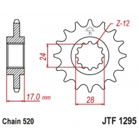 JT ZĘBATKA PRZEDNIA 295M 14 HONDA CBR 600 F2/F3 '91-98' (295M14JT) (ŁAŃC. 520) KONWERSJA