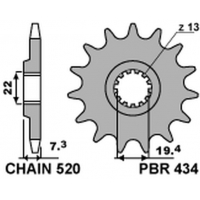 PBR ZĘBATKA PRZEDNIA 434 14 SUZUKI DR 250 '82-'87, GZ 250, GN 250 (JTF434.14) (ŁAŃC. 520) (434.14JT)