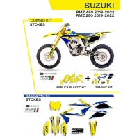 UFO KOMPLET PLASTIKÓW SUKIT418102 PLUS KOMPLET NAKLEJEK (OKLEIN) SUZUKI RMZ 250 '19-'22 RMZ 450 '18-'22 W ZESTAWIE PRZEDNIA TAB