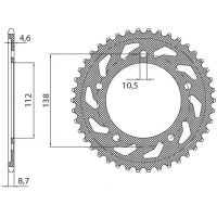 SUNSTAR ZĘBATKA TYLNA 4383 48 YAMAHA YZF R6 '99-'02 (JTR1873.48) (ŁAŃC. 532) (438348)