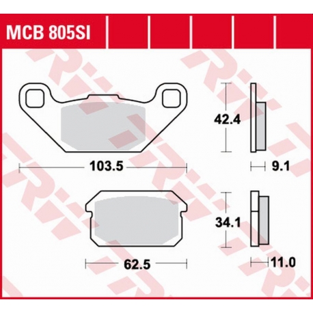 TRW LUCAS ZF KLOCKI HAMULCOWE KH431 SINTER OFFROAD ADLY ATV 150 '06-'10, ATV 300 '04-'10, CPI XS 250 POWER QUAD '07-'10, QUADZIL