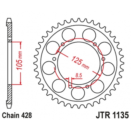 JT ZĘBATKA TYLNA APRILIA SX 125 '18-'23 (JTR1135.62)* (ŁAŃC. 428)