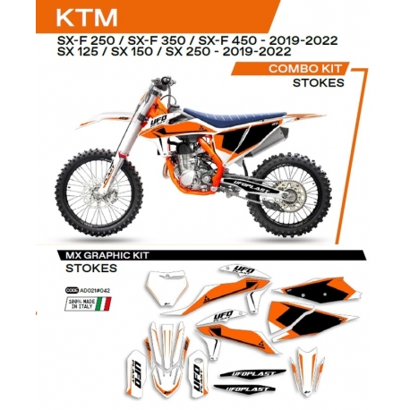 UFO KOMPLET NAKLEJEK (OKLEIN) KTM SX/SXF 125/150/250/350/450 '19-'22 STOKES KOLOR BIAŁY - WYPRZEDAŻ