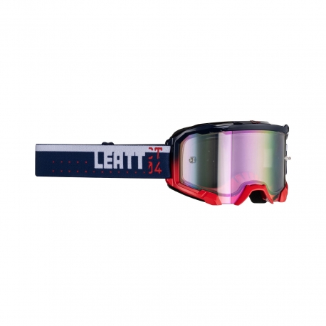 LEATT GOGLE VELOCITY 4.5 IRIZ GOGGLE ROYAL PURPLE 78% - KOLOR GRANATOWY/CZERWONY/BIAŁY SZYBKA LUSTRZANA FIOLETOWA