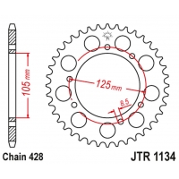 JT ZĘBATKA TYLNA 4413 50 YAMAHA XT 125X/SM '05-'09 (441350JT) (ŁAŃC. 428) - ZASTĘPUJE JTR1134.50ZBK