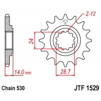 JT ZĘBATKA PRZEDNIA 2077 16 KAWASAKI ZRX 1100/1200 '97-06 (207716JT) (ŁAŃC. 530)