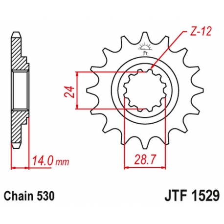 JT ZĘBATKA PRZEDNIA 2077 16 KAWASAKI ZRX 1100/1200 '97-06 (207716JT) (ŁAŃC. 530)