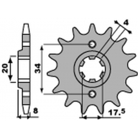 PBR ZĘBATKA PRZEDNIA 328 14 HONDA NSR 125R '93-'02, VT 125 C '99-'07, XL 125V VARADERO '01-'13 (JTF327.14) (ŁAŃC. 520) (27914JT)