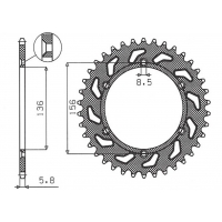 SUNSTAR ZĘBATKA TYLNA 702 38 HUSQVARNA SM 610 (08-09), SUZUKI DR350 (90-03), RGV 250 (91-96), CAGIVA WMX 125 '89-'92 (JTR822.38)