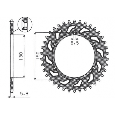 SUNSTAR ZĘBATKA TYLNA 270 52 YAMAHA YZ/YZF/WRF '99-'20 (JTR251.52) (ŁAŃC. 520) (27052JT)