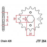 JT ZĘBATKA PRZEDNIA 264 17 KYMCO HIPSTER, STRYKER, ZING (26417JT) (ŁAŃC. 428)