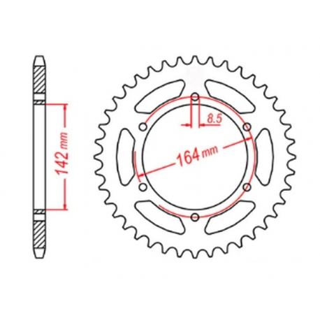 MTX PARTS ZĘBATKA TYLNA 4589 44 HYOSUNG GT 650 '04-'15 (JTR1074.44) (ŁAŃC. 525)