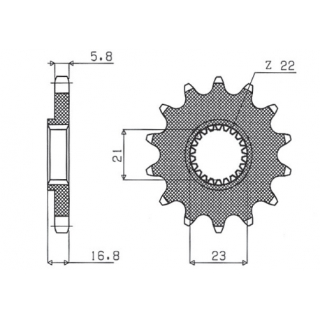 SUNSTAR ZĘBATKA PRZEDNIA 443 16 YAMAHA XJ 600 DIVERSION '92-'03 (JTF582.16) (ŁAŃC. 520) (44316JT)