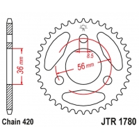 JT ZĘBATKA TYLNA KAWASAKI KDX 50 '03-06', SUZUKI JR 50 '85-06' (ŁAŃC.420)