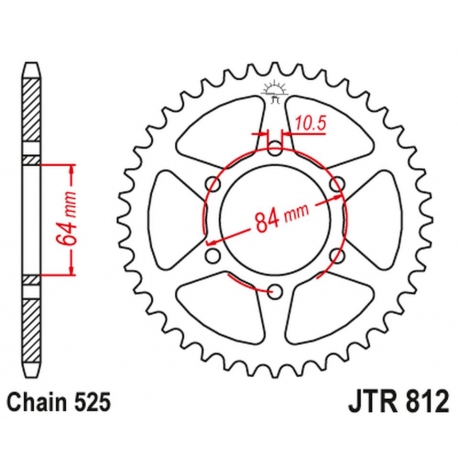 JT ZĘBATKA TYLNA 812 41 SUZUKI GT 250 '73-77, TS 250 '73-75 (81241JT) (ŁAŃC. 525)