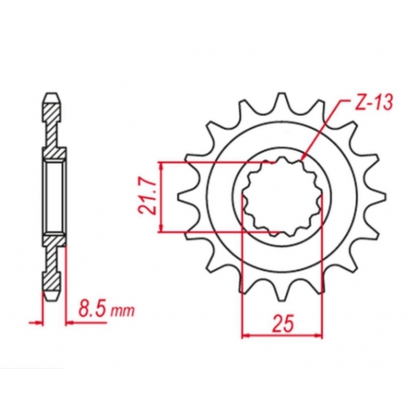 GROSSKOPF PROMOCJA ZĘBATKA PRZEDNIA 2137 16 KAWASAKI ZX -R '02-'03, Z 1000 '03-'06, ZX-10R '04-'20 (-1), ZX-10RR '17-'19 (-1), K