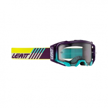 LEATT GOGLE VELOCITY 5.5 GOGGLE INDIGO LIGHT GREY 58% - KOLOR FIOLETOWY/NIEBIESKI/ŻÓŁTY FLUO SZYBKA DYMIONE LUSTRO SZARA