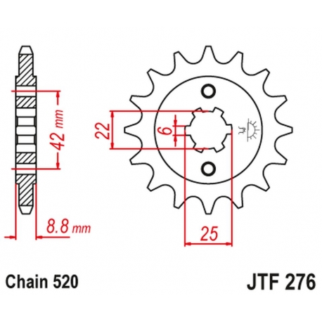 JT ZĘBATKA PRZEDNIA 276 15 HONDA CB 400N '81-'83 (27615JT) (ŁAŃC. 520)