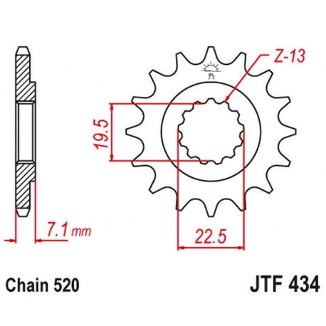 JT ZĘBATKA PRZEDNIA 434 13 SUZUKI DR 250 '82-'87, GZ 250, GN 250 (ŁAŃC. 520) (43413JT)