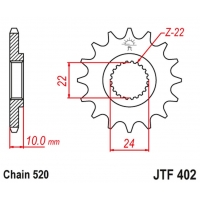 JT ZĘBATKA PRZEDNIA 402 16 Z GUMĄ BMW F 650 '94-'15, APRILIA PEGASO 650 '98-'04 (40216JTRB) (ŁAŃC. 520)