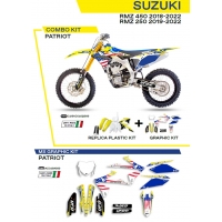 UFO KOMPLET PLASTIKÓW SUKIT418999 PLUS KOMPLET NAKLEJEK (OKLEIN) SUZUKI RMZ 250 '19-'22 RMZ 450 '18-'22 W ZESTAWIE PRZEDNIA TAB